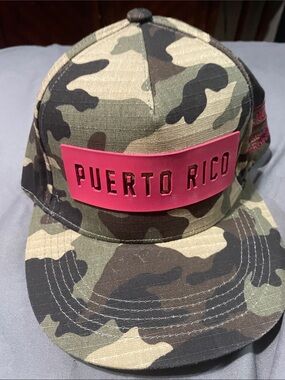 Robin Ruth Kids Camo Snapback Hat with Pink Puerto Rico Patch
